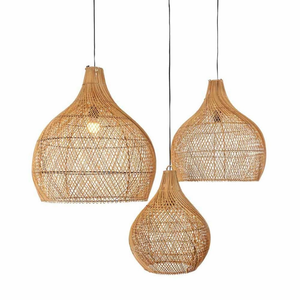 Abat-jour en rotin naturel fait à la main, suspension Boho, abat-jour d'éclairage durable pour supermarché léger - Product Image 6