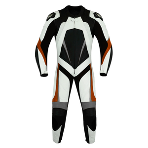 Men's Racing Genuine Cowhide Leather Protective Suit For Men CE Armored Protected White/Black/Blue Leather Motorcycle Suit - Product Image 5