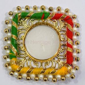Traditional Ethnic Indian Handmade Metal Tea Light Holder Indoor/Outdoor <b>Colourful</b> Diwali Decor Square <b>Candle</b> Home Decoration - Product Image 2