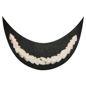 Custom Wholesale Hand Embroidery Officer's Cap Peak Visor Silver Bullion <b>Wire</b> Uniform Cap Peak - Product Image 1