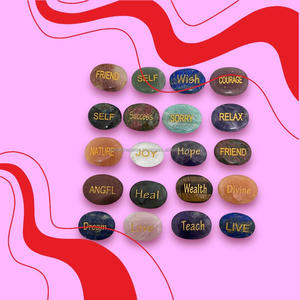 Wholesale Engraved Oval Polished Healing Stones in Assorted Colors With Inspirational Lettering - Ideal for <b>Crystals</b> Gifts - Product Image 5
