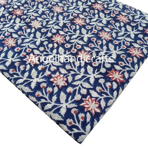 Hand Block Printed Cotton Fabric Dress Material Fabric At Factory Rate Wholesale Cotton Fabric