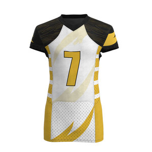 Men American Football Uniform Set V <b>Neck</b> Short Sleeve Custom Sublimation Print <b>Padded</b> Jersey Pants Team Numbers Gradient Color - Product Image 2