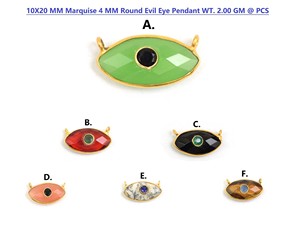 Pendentif multi-pierres faites à la main en plaqué or 18 carats avec mauvais œil Meilleur cadeau pour le Nouvel An Eid Noël Diwali Festival - Product Image 2