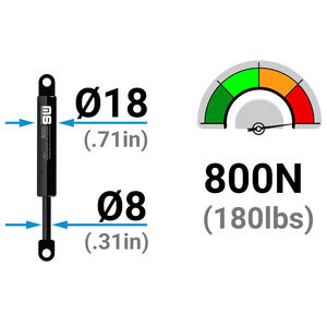 LS08KA-220-526-F1 meubles de maison charge de Compression 220 mm course ISO certifié ressort à gaz support de levage Type poussoir cylindre en acier - Product Image 2