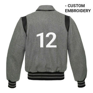 Vestes d'université en laine coupe-vent en gros pour hommes et femmes, veste en laine classique avec patchs personnalisés disponibles pour les équipes - Product Image 2