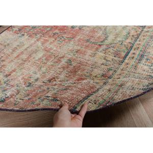 Vintage Turkish Rug, 3.6x3.6 ft Rug, <b>Red</b> Blue Floral <b>Wool</b> Rug - Product Image 5
