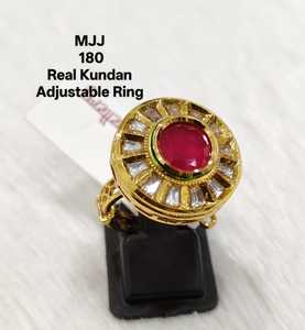 Bague Kundan lourde de qualité supérieure avec des détails complexes pour une utilisation nuptiale et traditionnelle à bon prix - Product Image 4