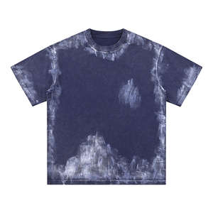 T-shirt à col rond personnalisable pour hommes en coton délavé à l'acide surdimensionné imprimé vintage blanchi t-shirts Boxy en détresse vente en gros - Product Image 1
