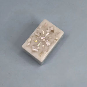 Joyero de mármol blanco moderno al por mayor, almacenamiento de piedra de lujo hecho a mano con Incrustaciones de nácar para anillos - Product Image 2