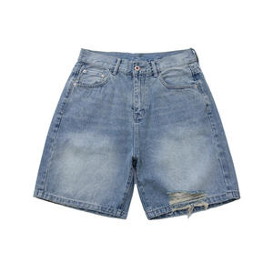 Pantalones Cortos de Mezclilla Sólidos de Alta Calidad, Impermeables, Transpirables, con Cordón Ajustable, Cintura Media, Deportivos, Ecológicos, Holgados para Hombre - Product Image 1