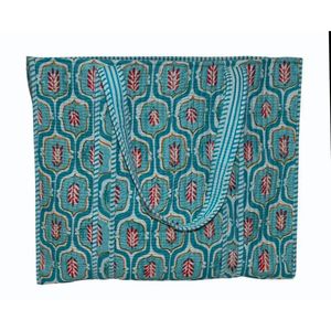Sac fourre-tout écologique fait main, imprimé au bloc et brodé, léger, lavable, réutilisable pour un usage quotidien, doublure en coton - Product Image 2