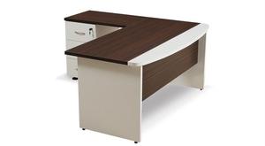 ARSU Modern L Shape Durable Luxury Executive Office <b>Desk</b> Wood Material Drawer Cabinet Storage Workstation Healthy Office - Product Image 3