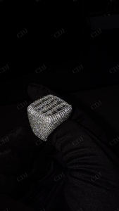 Bague Hip Hop entièrement sertie de diamants Moissanite VVS taille baguette en argent sterling 925, fabricant et fournisseur, New York, États-Unis, GRA - Product Image 4