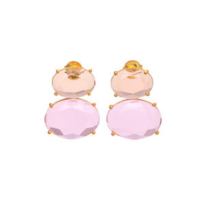 Pink Hydro and Champagne Hydro 925 Sterling Silver Stud <b>Earring</b> - Product Image 1