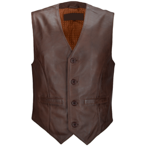Gilet en cuir véritable marron pour homme, fermeture à boutons, haute qualité, dernière mode, prix raisonnable, OEM - Product Image 1