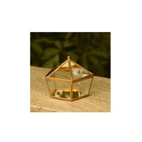 Boîte à bijoux antique en verre et laiton magnifiquement fabriquée à la main en verre biseauté de haute qualité pour le stockage décoratif à la maison en vrac