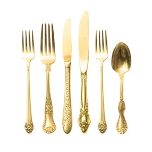 Couverts en acier inoxydable utilisés dans les ustensiles de cuisine café de table usage domestique couleur or plaqué couverts finis poignée multicolore - Product Image 6