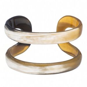 Brazalete Personalizado de Cuerno Natural, Brazaletes Anchos de Cuerno Pulido para Mujer, Joyería Boho, Accesorios de Moda - Product Image 1