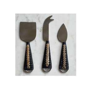 Couverts à salade en acier inoxydable avec ensemble de couverts en rotin en acier inoxydable de qualité supérieure disponibles au prix de gros - Product Image 1