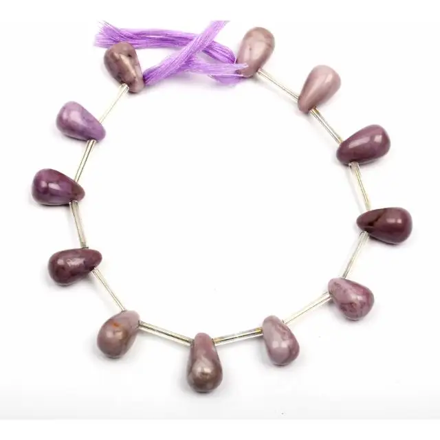 Manik-manik batu permata giok ungu alami manik-manik bentuk tetesan halus grosir manik-manik bor untuk membuat perhiasan