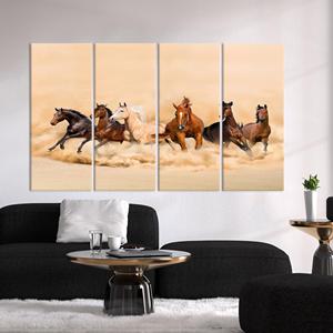 Running Horses Canvas Print: Elegant Farmhouse Animal Wall Art,SET OF 4 CANVAS - Product Image 1