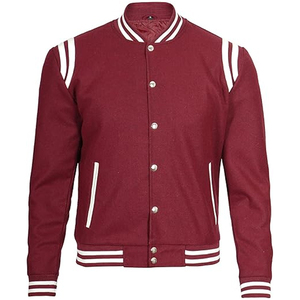 Chaqueta de béisbol de lana con estampado personalizado para hombre, chaqueta de manga larga Varsity Letterman con cuello, chaquetas lisas en blanco para hombre, bordado chenile - Product Image 3