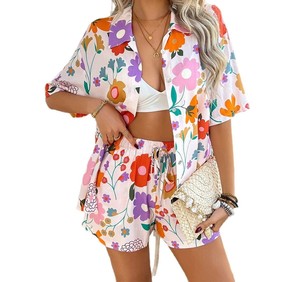 Casual 3D impreso pantalones cortos camisa personalizar nuevo verano 2 piezas conjunto mujeres 100% algodón orgánico transpirable conjuntos de mujeres - Product Image 2