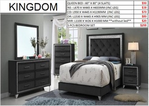 ชุดห้องนอน5ชิ้นไฟ LED ระยิบระยับทันสมัยใหม่กรอบไม้เบาะกำมะหยี่ขนาดควีนไซส์ - Product Image 2