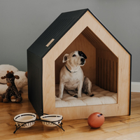 Huisdierenhuis Indoor Voor Kleine Honden Of Katten, Gezellig Houten Ontwerp, Klein Binnenbedhuis, Met Ventilatieopeningen En Verhoogde Vloer Warm