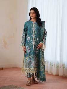 Nouvelle tendance Punjabi et pakistanaise à manches longues broderie femmes costume Salwar Kameez pelouse pour vêtements de fête et mariages - Product Image 2