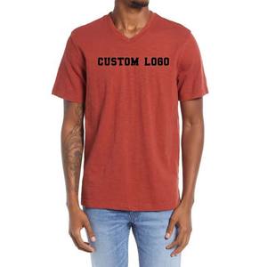 OEM personalizado cuello en V camisetas algodón poliéster secado rápido Casual en blanco hombres cuello en V camisetas ropa de hombre de talla grande logotipo personalizado - Product Image 1