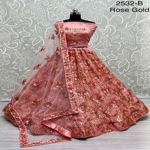 Style traditionnel superbe paillettes florales broderie Designer Lehenga Choli Ensemble élégant Net tissu pour les fêtes de mariage - Product Image 1