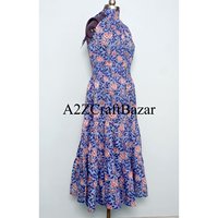 Robe midi à imprimé floral multicolore, robe d'été à manches longues, robe en coton tendance, tenue de soirée occidentale, robe une pièce pour femmes