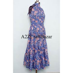 Multicolor Floral Printed Midi <b>Dress</b> Summer Full Sleeves <b>Dress</b> Cotton Fashionable <b>Party</b> Wear Western <b>Dress</b> One Piece <b>for</b> <b>Women</b> - Product Image 3