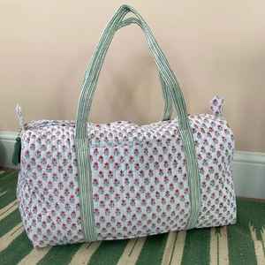 Sac de sport matelassé à imprimé bloc de bohème fait à la main pour femmes Vintage Sport voyage bagage à main Style indien sac de nuit/week-end - Product Image 1