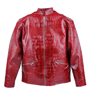 Veste en cuir PU texturée à manches longues rouge Mahroon confortable hiver chaud et durable à la mode de haute qualité BY Zimvi Sports - Product Image 1