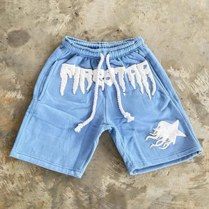 Personnalisé Strass Sérigraphie Logo Poche Lavage À L'acide Vintage Hommes Shorts Français Jogging Coton Sweat Shorts - Product Image 1