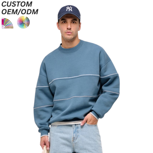 Sudadera de cuello redondo vintage para hombre, jersey de punto lavado, de algodón teñido liso, ropa casual cómoda, con soporte para logotipo personalizado OEM ODM - Product Image 1