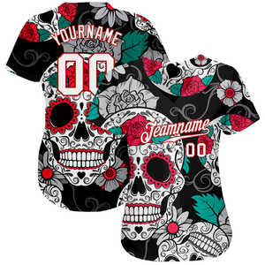 Latest Premium Quality Polyester Mesh 3D Authentic <b>Skull</b> Design Baseball Jersey Breathable Moisture Wicking Baseball Jersey - Product Image 2