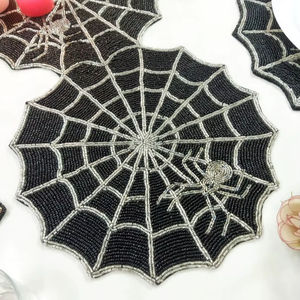 Handcrafted Luxury <b>Seed</b> Beads Placemats with Intricate Embroidery Custom Design Beaded Table <b>Mats</b> for Halloween and Christmas - Product Image 1