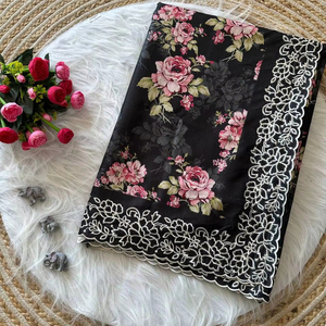 Belle designer indien pure soie douce fil lourd broderie Style traditionnel fête mariage haute qualité femmes Saree - Product Image 1