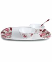 Nouveauté : Ensemble de service en mélamine triple couche, 4 pièces, assiettes, bols à légumes et cuillères à thé, anti-taches, résistant aux bris
