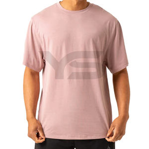T-shirt décontracté pour hommes de haute qualité imprimé de logo personnalisé maillot de fitness à manches courtes en pur coton motif solide coupe surdimensionnée - Product Image 3