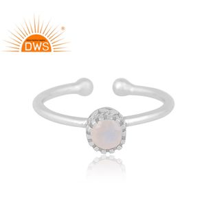 Nouvelle tendance Design 925 argent naturel arc-en-ciel pierre de lune bague en pierres précieuses pour les femmes conception personnalisée fournisseur de bijoux - Product Image 3