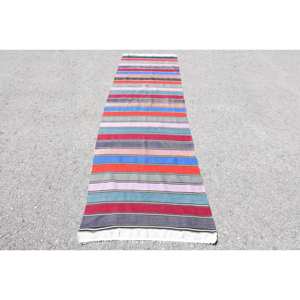 Tapis en laine turque vintage 26x92 pieds, zone surdimensionnée beige moderne, tissage plat, support en latex, patchwork pour décorations de salon - Product Image 1