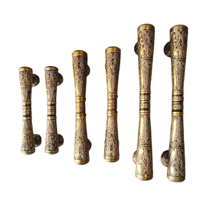 Ensemble de poignées de porte ambidextres en laiton antique 44 cm, design Pendopo, poignée de traction facile à installer, appartement, villa, entrée extérieure - Product Image 2