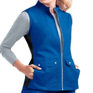 Gilets de travail pour femmes de haute qualité, uniformes d'hôpital personnalisés OEM, fermeture éclair, faible MOQ, tissu en tricot extensible respirant, aiguille - Product Image 4