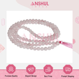 Meilleur Prix Qualité Exceptionnelle Semi-Précieuse 8mm Rose Doux Couleur 108 Perles de Prière Quartz Rose Pierre Précieuse Mala Disponible en Vrac - Product Image 3