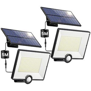 Lampe Solaire Extérieure avec <span class=keywords><strong>Détecteur</strong></span> <span class=keywords><strong>de</strong></span> <span class=keywords><strong>Mouvement</strong></span> [3 Modes/204 LED/2000 LM] Étanche IP65 Projecteur LED <span class=keywords><strong>Extérieur</strong></span> en ABS Câble <span class=keywords><strong>de</strong></span> 5 m pour Jardin - Product Image 1